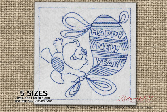 Cute Teddy Holding New Year Balloon