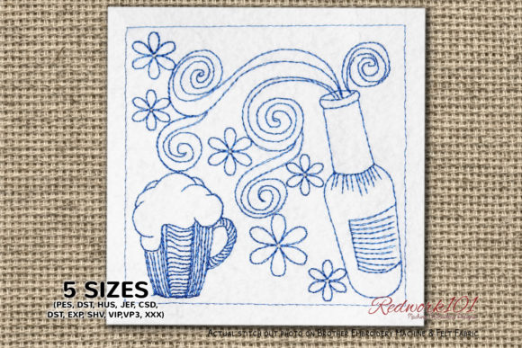 Happy New Year with Beer Redwork – An Embroidery Designer’s Review