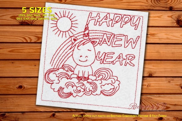 Unicorn on Cloud with Happy New Year Text